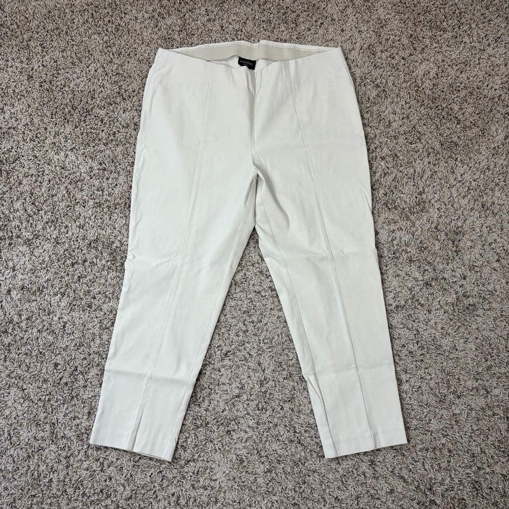 Chicos Pants 4 US 20 Light Tan Cream Pull On So Slimming Straight Leg Trousers